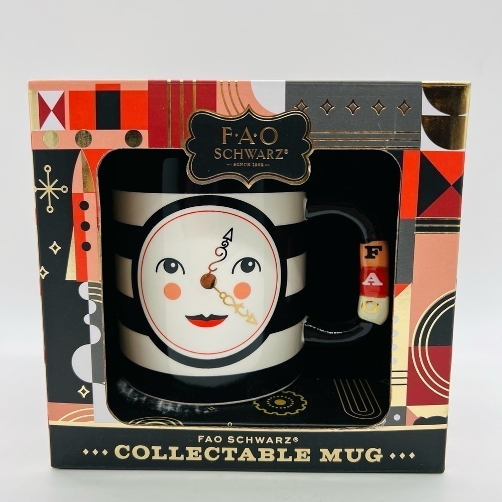 FAO SCHWARZ COLLECTABLE CLOCK COFFEE MUG NWT